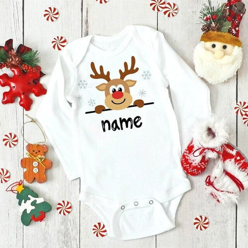 Christmas Baby Bodysuit Custom Name Infant Outfit - Baby Christmas