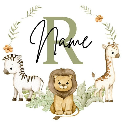 Personalised Babygrow Sleepsuit Forest Animal Wreath Print Baby