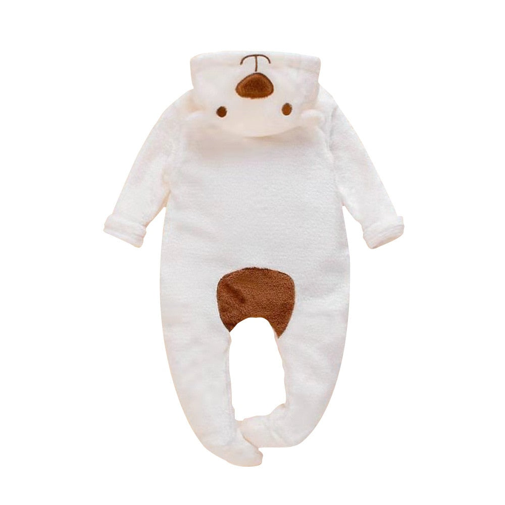 0 12Months Newborn Baby Boy Girl Kids Bear Hooded Romper Jumpsuit