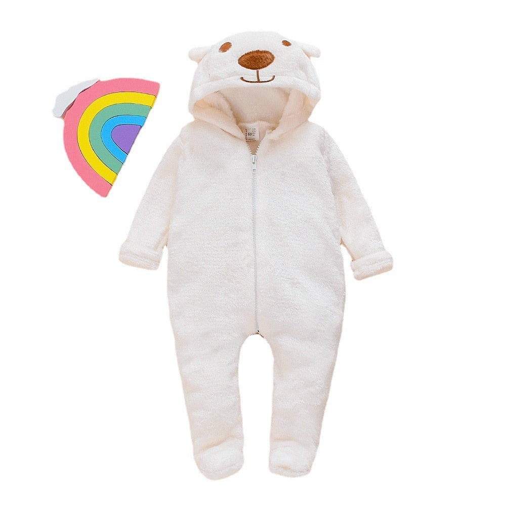 0 12Months Newborn Baby Boy Girl Kids Bear Hooded Romper Jumpsuit