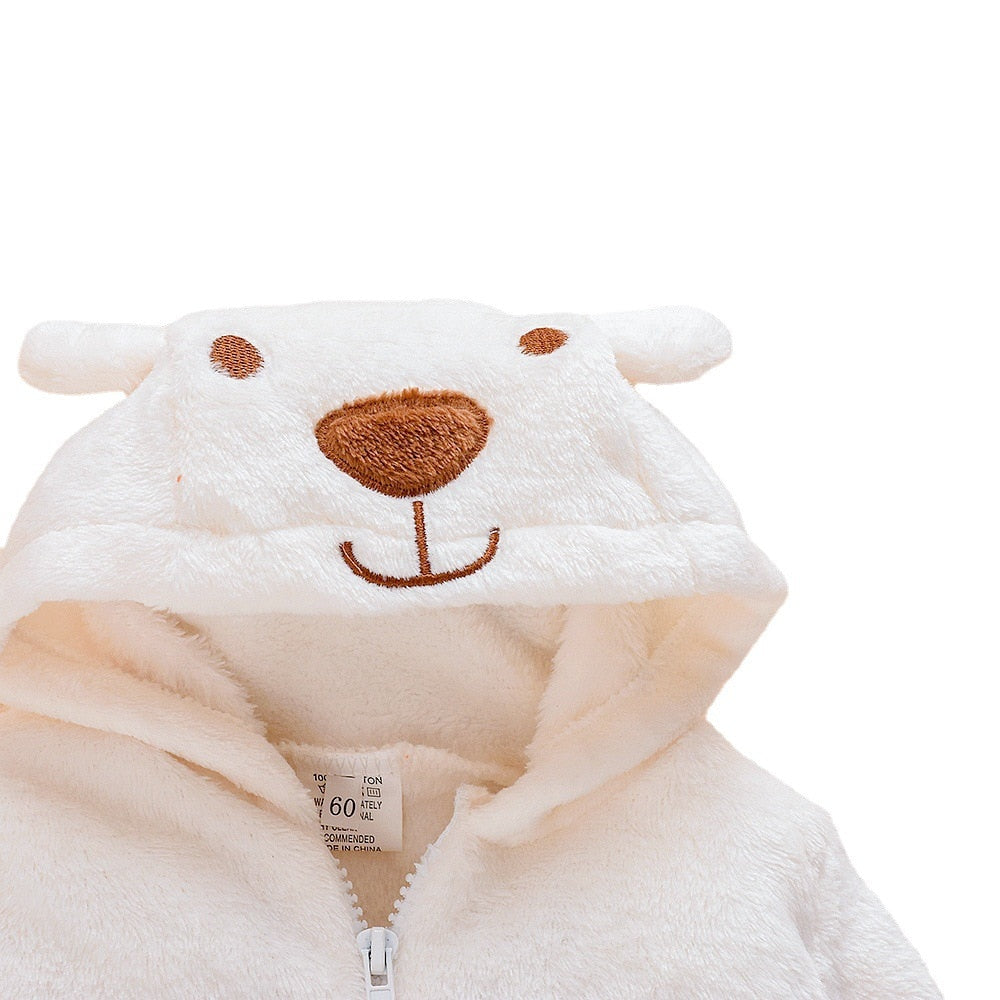 0 12Months Newborn Baby Boy Girl Kids Bear Hooded Romper Jumpsuit