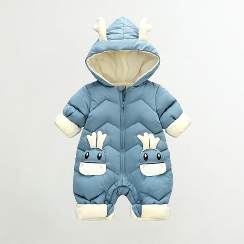 2021 New Born Baby Girl Clothes Winter Snowsuit Plus Velvet Thick Baby