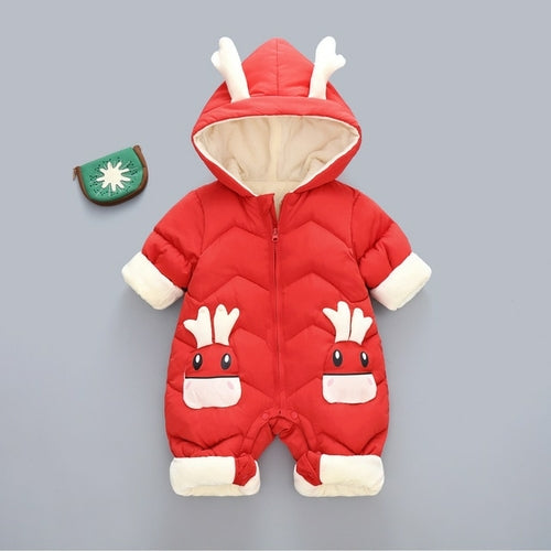 2021 New Born Baby Girl Clothes Winter Snowsuit Plus Velvet Thick Baby