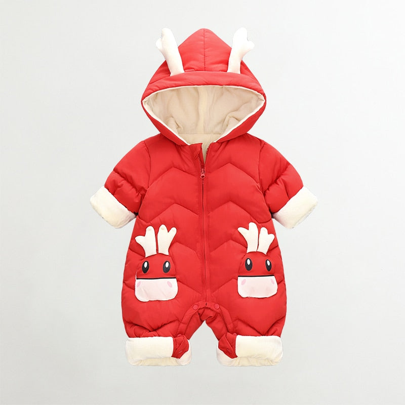 2021 New Born Baby Girl Clothes Winter Snowsuit Plus Velvet Thick Baby