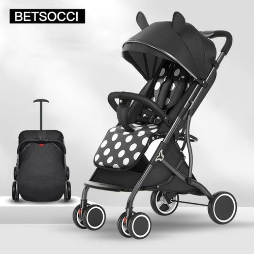 BETSOCCI Baby Stroller Folding 4 Wheels Shock Absorption Stroller for