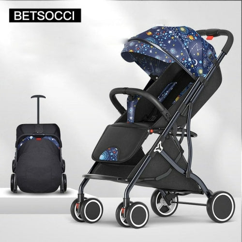 BETSOCCI Baby Stroller Folding 4 Wheels Shock Absorption Stroller for