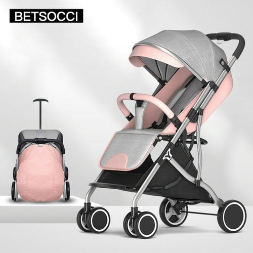 BETSOCCI Baby Stroller Folding 4 Wheels Shock Absorption Stroller for