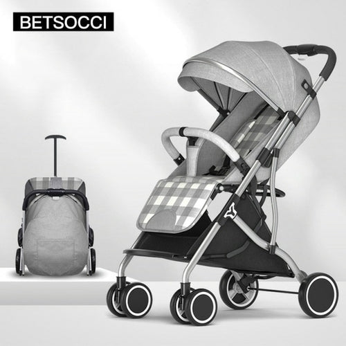 BETSOCCI Baby Stroller Folding 4 Wheels Shock Absorption Stroller for