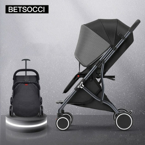 BETSOCCI Baby Stroller Folding 4 Wheels Shock Absorption Stroller for