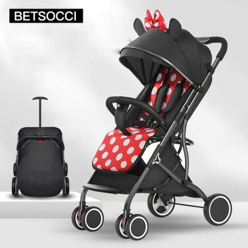 BETSOCCI Baby Stroller Folding 4 Wheels Shock Absorption Stroller for