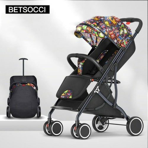 BETSOCCI Baby Stroller Folding 4 Wheels Shock Absorption Stroller for