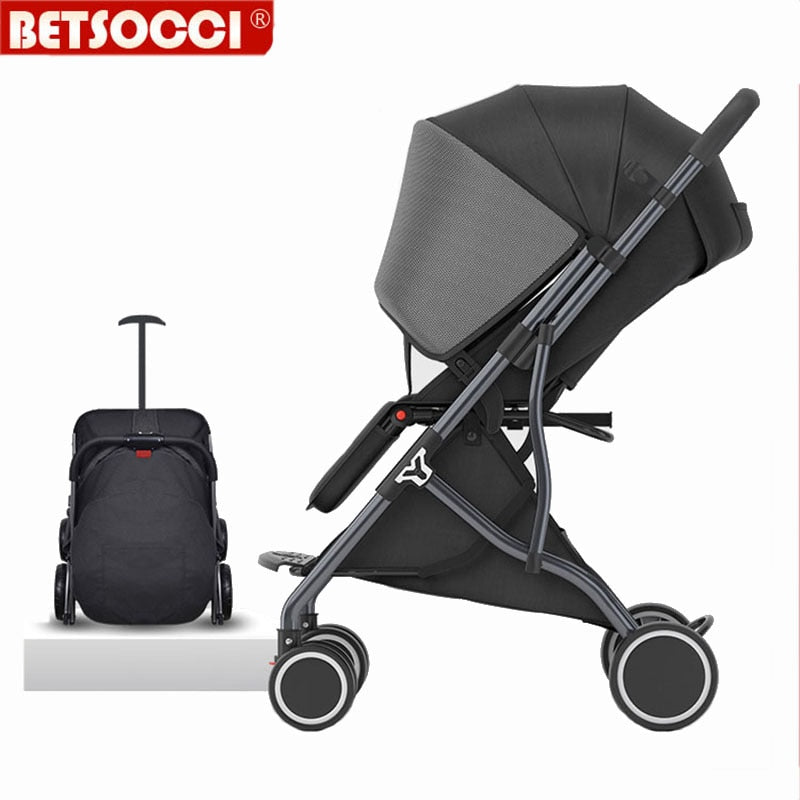 BETSOCCI Baby Stroller Folding 4 Wheels Shock Absorption Stroller for