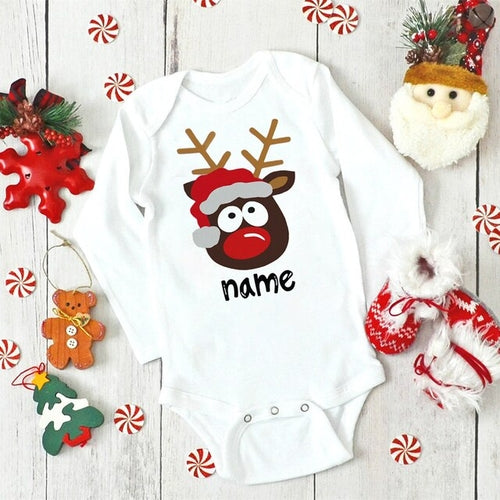 Christmas Baby Bodysuit Custom Name Infant Outfit - Baby Christmas
