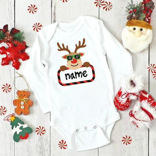 Christmas Baby Bodysuit Custom Name Infant Outfit - Baby Christmas