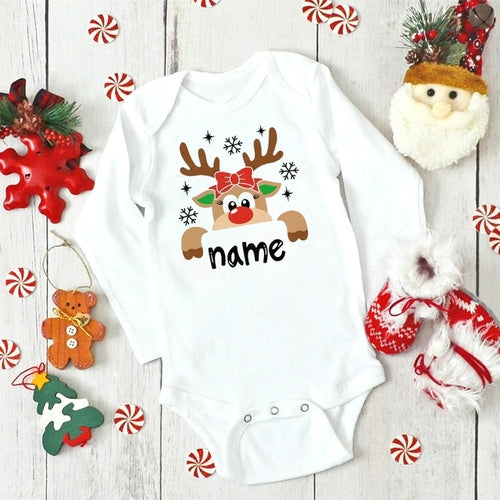 Christmas Baby Bodysuit Custom Name Infant Outfit - Baby Christmas