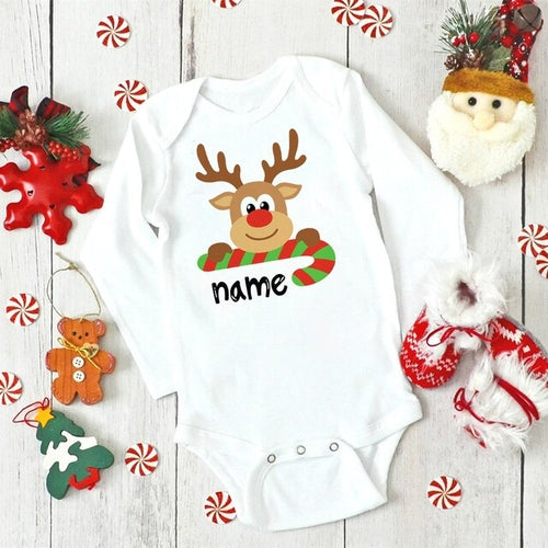 Christmas Baby Bodysuit Custom Name Infant Outfit - Baby Christmas