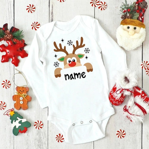 Christmas Baby Bodysuit Custom Name Infant Outfit - Baby Christmas
