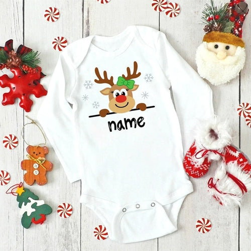 Christmas Baby Bodysuit Custom Name Infant Outfit - Baby Christmas