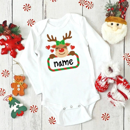 Christmas Baby Bodysuit Custom Name Infant Outfit - Baby Christmas