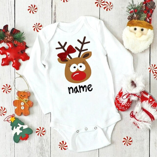Christmas Baby Bodysuit Custom Name Infant Outfit - Baby Christmas
