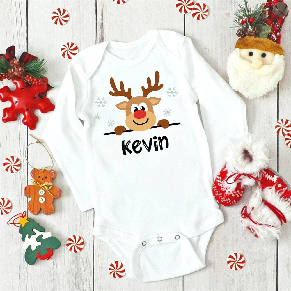 Christmas Baby Bodysuit Custom Name Infant Outfit - Baby Christmas