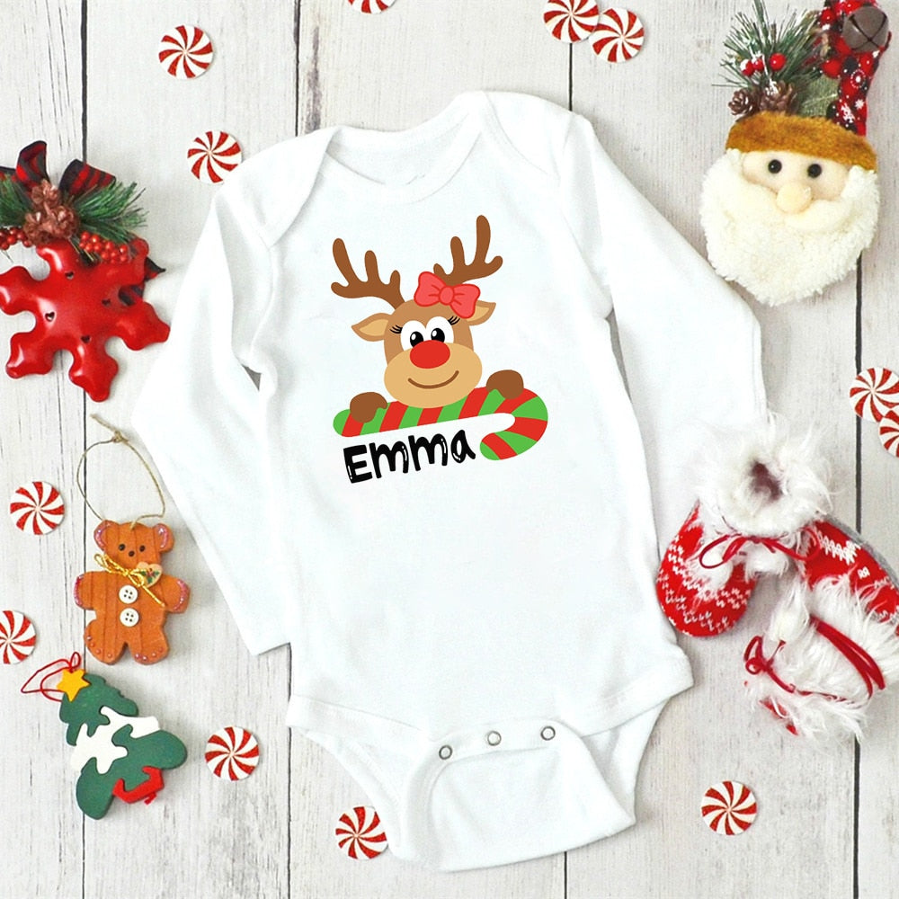 Christmas Baby Bodysuit Custom Name Infant Outfit - Baby Christmas