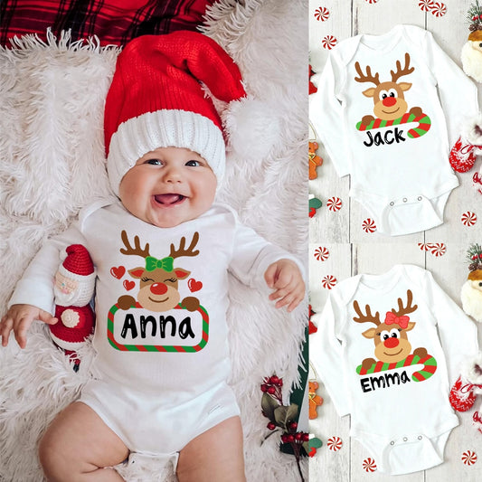 Christmas Baby Bodysuit Custom Name Infant Outfit - Baby Christmas