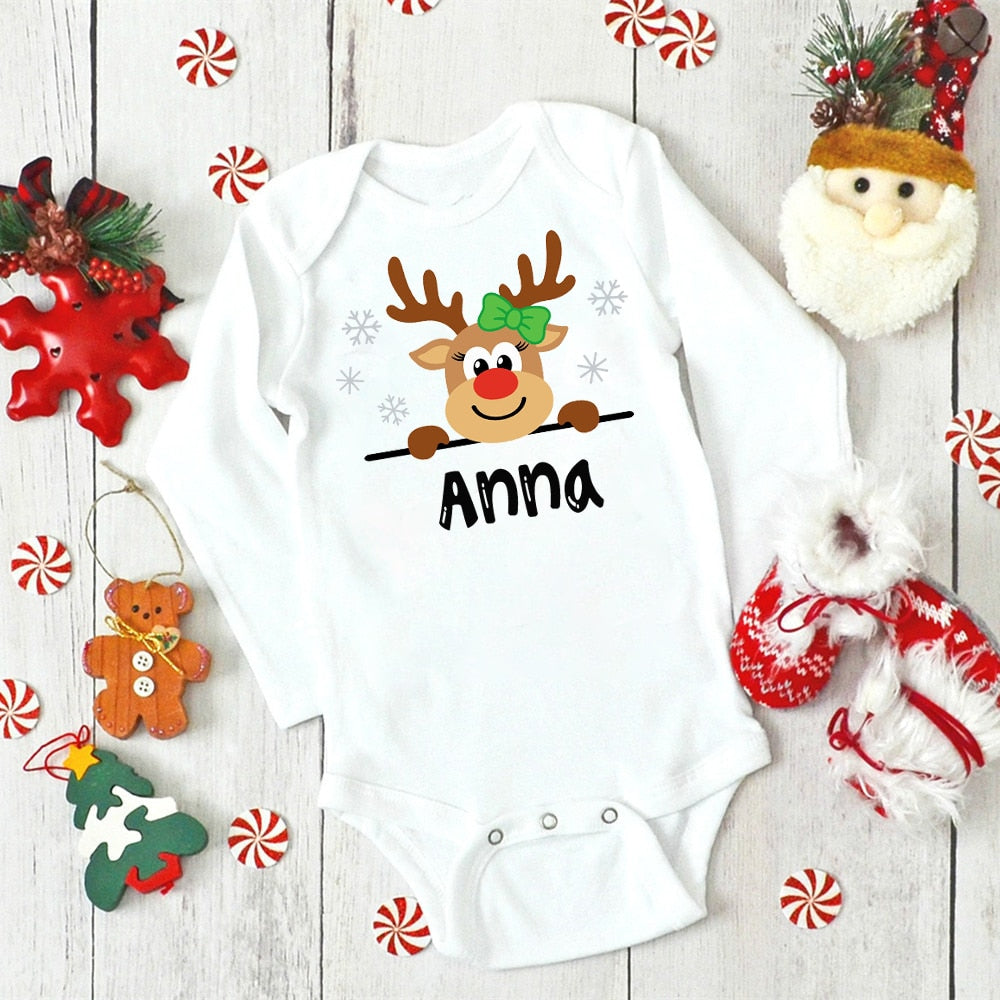 Christmas Baby Bodysuit Custom Name Infant Outfit - Baby Christmas