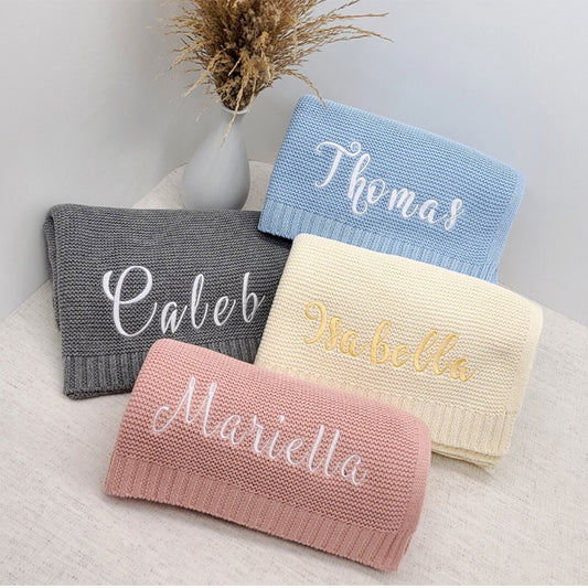 Embroidered Name Baby Blanket Baby Shower Stroller Blanket Newborn