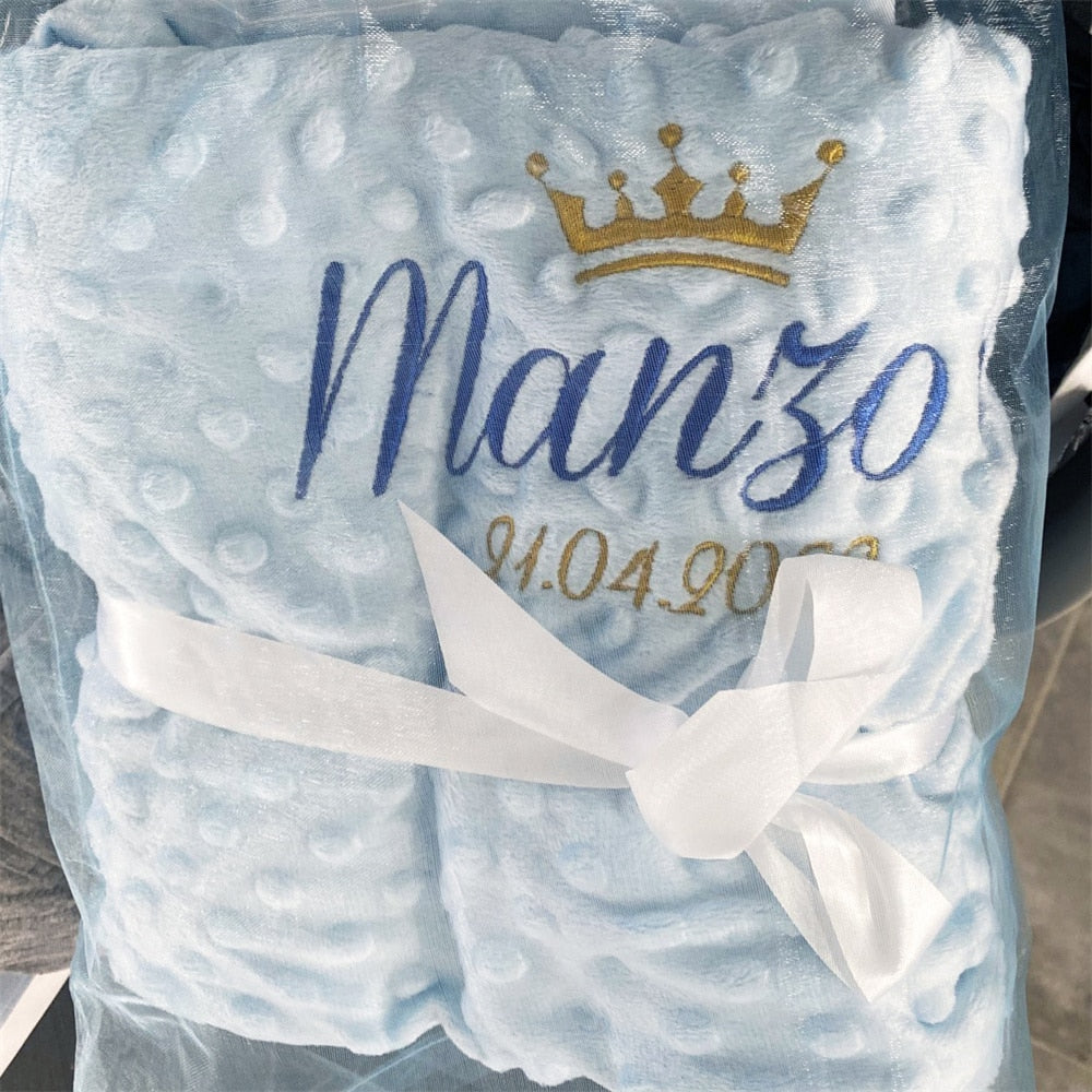 Name Personalised Bubbled Fleece Baby Blanket Diy Custom Toddler Crib