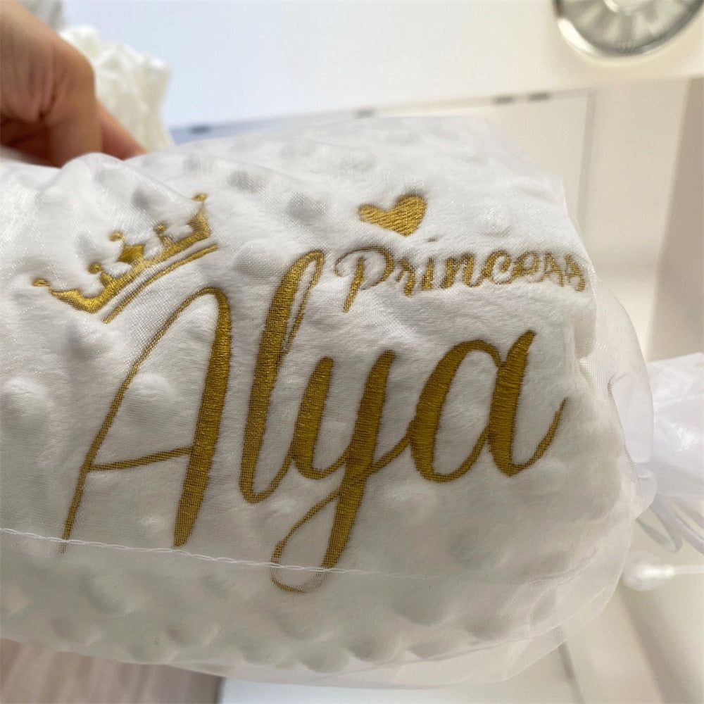 Name Personalised Bubbled Fleece Baby Blanket Diy Custom Toddler Crib