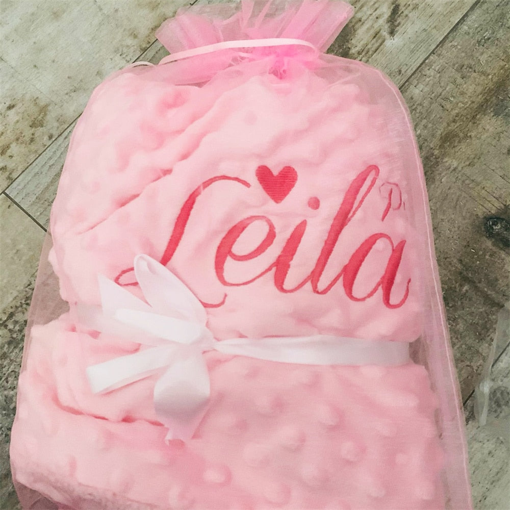 Name Personalised Bubbled Fleece Baby Blanket Diy Custom Toddler Crib