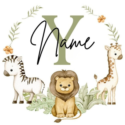 Personalised Babygrow Sleepsuit Forest Animal Wreath Print Baby