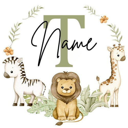 Personalised Babygrow Sleepsuit Forest Animal Wreath Print Baby