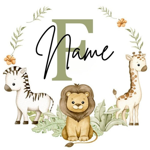 Personalised Babygrow Sleepsuit Forest Animal Wreath Print Baby