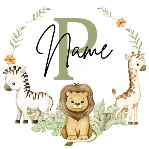 Personalised Babygrow Sleepsuit Forest Animal Wreath Print Baby
