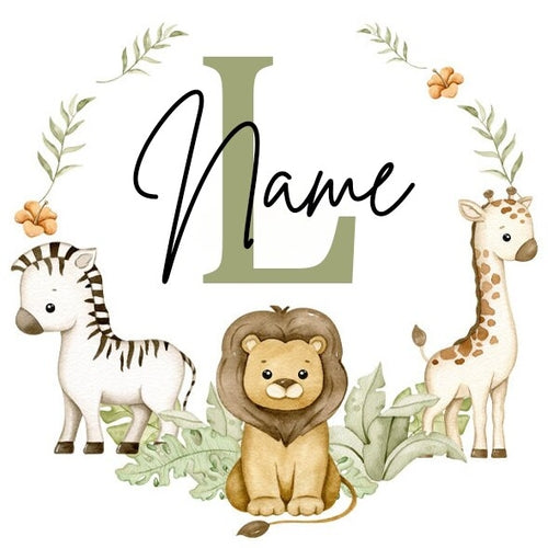 Personalised Babygrow Sleepsuit Forest Animal Wreath Print Baby