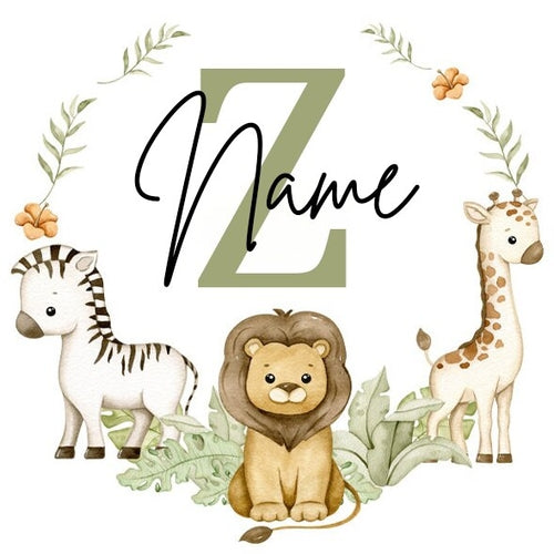 Personalised Babygrow Sleepsuit Forest Animal Wreath Print Baby