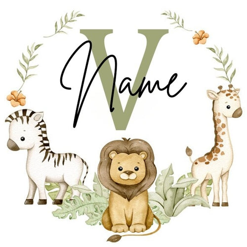 Personalised Babygrow Sleepsuit Forest Animal Wreath Print Baby