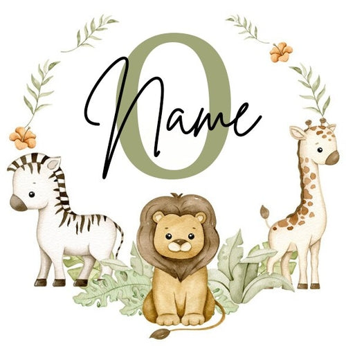 Personalised Babygrow Sleepsuit Forest Animal Wreath Print Baby