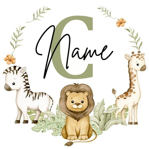 Personalised Babygrow Sleepsuit Forest Animal Wreath Print Baby