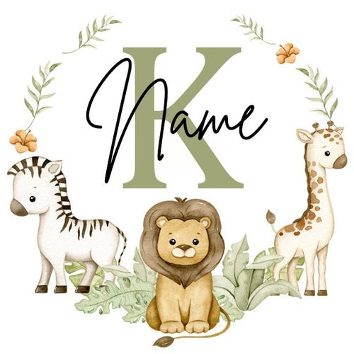 Personalised Babygrow Sleepsuit Forest Animal Wreath Print Baby