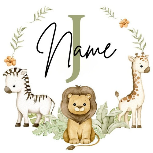 Personalised Babygrow Sleepsuit Forest Animal Wreath Print Baby