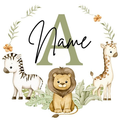 Personalised Babygrow Sleepsuit Forest Animal Wreath Print Baby