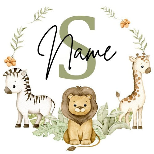 Personalised Babygrow Sleepsuit Forest Animal Wreath Print Baby