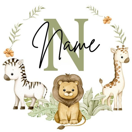 Personalised Babygrow Sleepsuit Forest Animal Wreath Print Baby