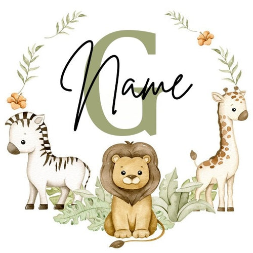 Personalised Babygrow Sleepsuit Forest Animal Wreath Print Baby