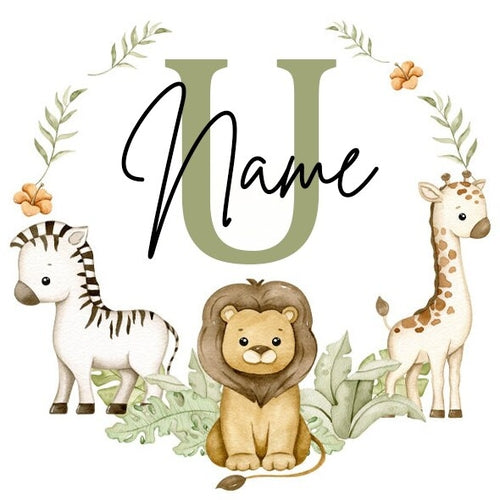 Personalised Babygrow Sleepsuit Forest Animal Wreath Print Baby