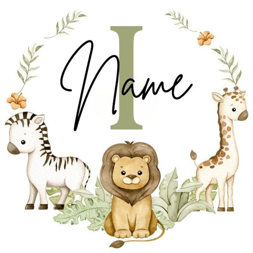 Personalised Babygrow Sleepsuit Forest Animal Wreath Print Baby