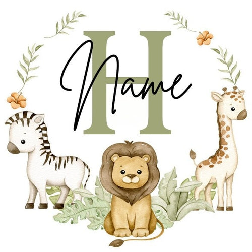 Personalised Babygrow Sleepsuit Forest Animal Wreath Print Baby